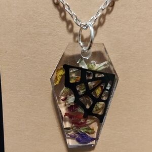 Floral Resin Pendant Necklace
